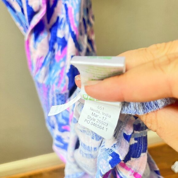 Lilly Pulitzer Women's Sleeveless Smocked Dress Size M Cotton & Modal Blue & Pin - Picture 4 of 6